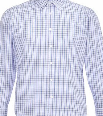 Bhs Lilac Blue Check Tailored Point Collar Shirt,
