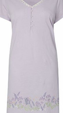 Bhs Lilac Border Print Nightdress, lilac 734610125