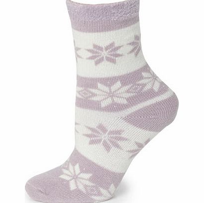 Bhs Lilac Fairisle Snuggle Socks, lilac 3006441499