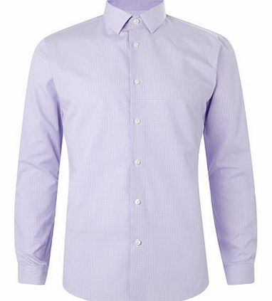 Bhs Lilac Mini Checked Slim Fit Shirt, Purple