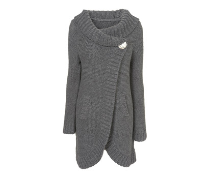 Long sleeve curved hem cardigan