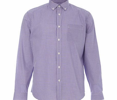 Long Sleeve Gingham Shirt, Purple BR51C02FPUR