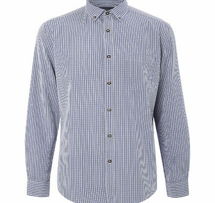 Bhs Long Sleeve Mini Check Shirt, Blue BR51C18FBLU