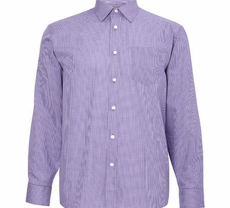 Bhs Long Sleeve Purple Mini Check, Purple BR66L05FPUR