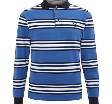 Bhs Long Sleeve Stripe Polo Shirt, Blue BR54P02GBLU