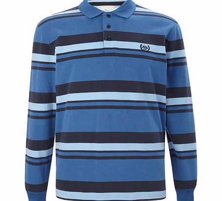 Bhs Long Sleeve Stripe Polo Shirt, Blue BR54P04FBLU