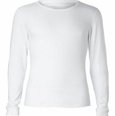 Bhs Long Sleeve White Thermal Top, White BR60M02DWHT