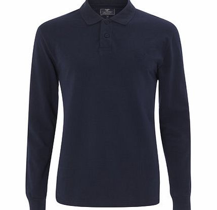 Long Sleeved Navy Polo Shirt, Blue BR54P05GNVY