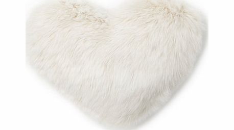 Bhs Luxury Polar Faux Fur Heart Cushion, cream