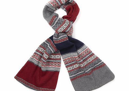 Bhs Made in Britain Fairisle Scarf, Grey BR63S08FGRY