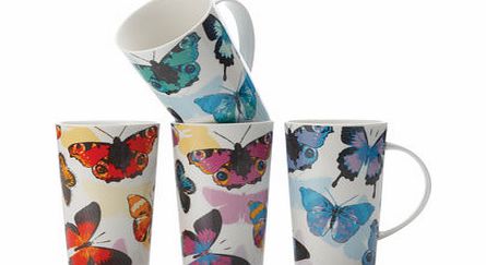 Bhs Maxwell Williams butterfly set of 4 mugs, multi