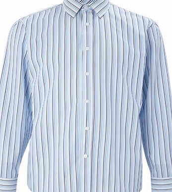 Bhs Mens Aqua Blue Multi Stripe Regular Fit Shirt,