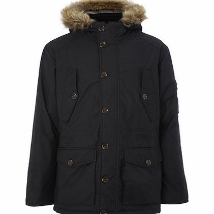 Bhs Mens Black Hooded Parka, Black BR56B06FBLK