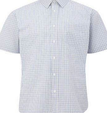 Bhs Mens Blue and Yellow Small Grid Check Regular