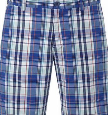 Bhs Mens Blue Check Chino Shorts, Red BR57H04GRED