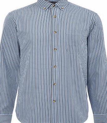 Bhs Mens Blue Checked Soft Touch Shirt, Blue