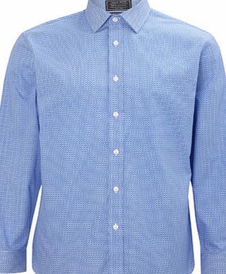 Bhs Mens Blue Circle Print Tailored Fit Shirt, Blue