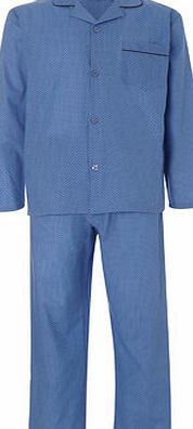 Bhs Mens Blue Design Easy Care Pyjamas, Blue
