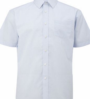 Bhs Mens Blue Dot Texture Regular Fit Cotton Shirt,