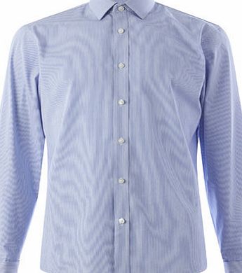 Bhs Mens Blue Fine Stripe Tailored Fit Point Collar