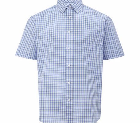 Bhs Mens Blue Highlight Window Check Shirt, Blue