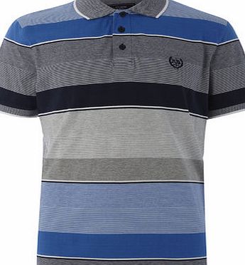 Bhs Mens Blue Multi Striped Polo Shirt, MID BLUE