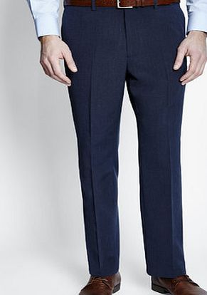 Bhs Mens Blue Pindot Regular Fit Suit Trousers, Blue