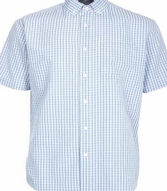 Bhs Mens Blue Soft Touch Checked Shirt, Blue