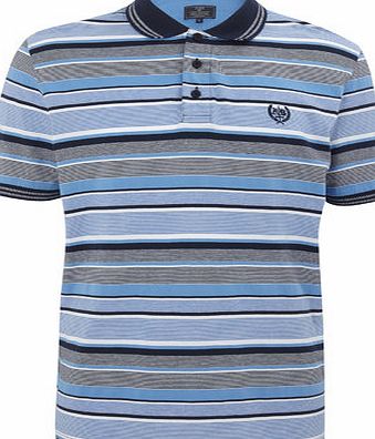 Bhs Mens Blue Stripe Polo Shirt, Blue BR52J12GBLU
