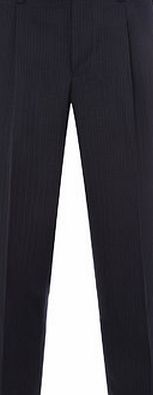 Bhs Mens Blue Stripe Regular Fit Pleat Front