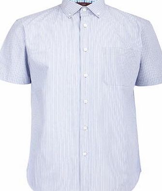 Bhs Mens Blue Striped Cotton Shirt, Blue BR51L01GBLU