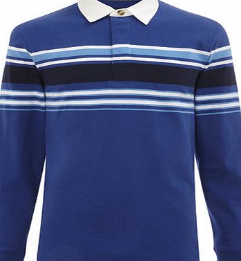 Bhs Mens Blue Striped Rugby Shirt, Blue BR54P03GBLU
