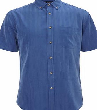 Bhs Mens Blue Textured Soft Touch Shirt, Blue