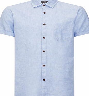 Bhs Mens Burton Blue Linen Oxford Shirt, Light blue