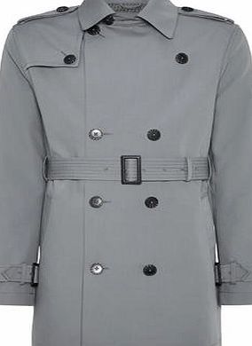 Bhs Mens Burton Grey Belted Shower Resistant Trench