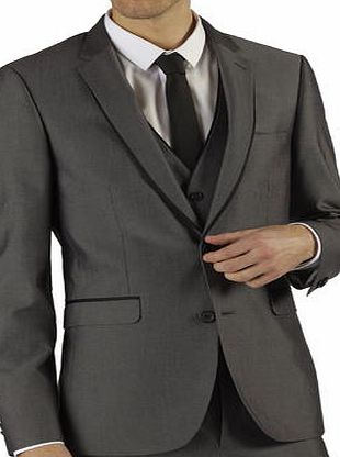 Bhs Mens Burton Grey Tonic Tipped Slim Fit Suit