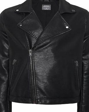 Bhs Mens Burton Leather Look Asymmetric Jacket,
