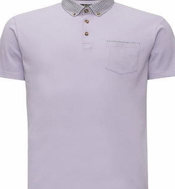Bhs Mens Burton Lilac Printed Collar Polo Shirt,