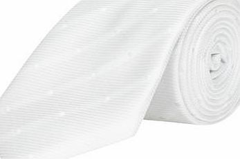 Bhs Mens Burton Neutral Spotted Slim Tie, WHITE