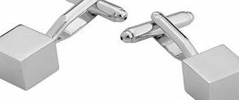 Bhs Mens Burton Silver Cube Cufflinks, Black