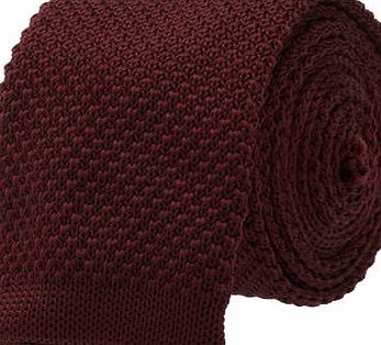 Bhs Mens Burton Slim Burgundy Knitted Tie, BURGUNDY
