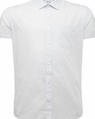 Bhs Mens Burton White All-Over Print Shirt, WHITE