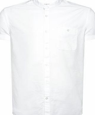 Bhs Mens Burton White Grandad Collar Oxford Shirt,