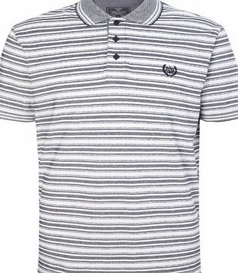 Bhs Mens Classic Striped Polo Shirt, White BR52P24GWHT