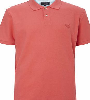 Bhs Mens Coral Pink Cotton Pique Polo Shirt, Pink