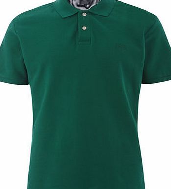 Bhs Mens Dark Green Cotton Pique Polo Shirt, Green