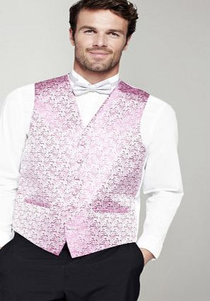 Bhs Mens Fuchsia Paisley Wedding Waistcoat, Pink