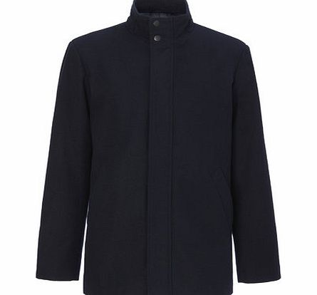 Bhs Mens Funnel Neck Coat with Wool, Navy BR56C11FNVY
