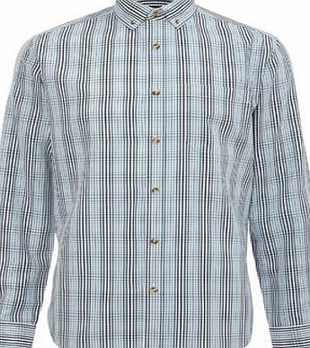 Bhs Mens Green Checked Soft Touch Shirt, Green