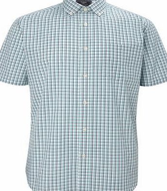 Bhs Mens Green Great Value Checked Cotton Mix Shirt,